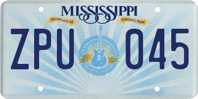 MS license plate ZPU045