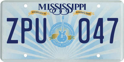 MS license plate ZPU047
