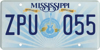 MS license plate ZPU055