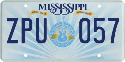 MS license plate ZPU057