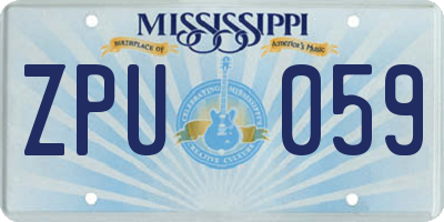 MS license plate ZPU059