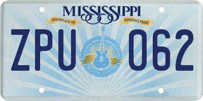 MS license plate ZPU062