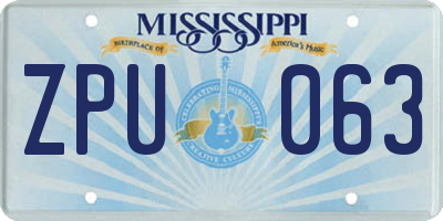 MS license plate ZPU063