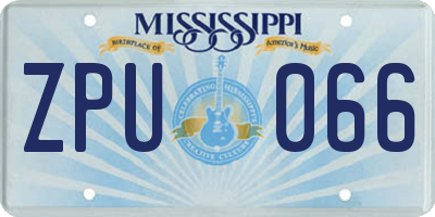 MS license plate ZPU066
