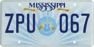 MS license plate ZPU067