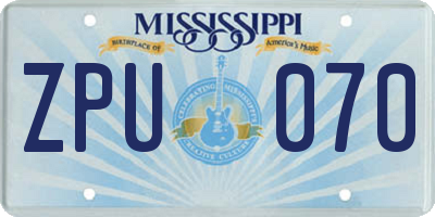 MS license plate ZPU070