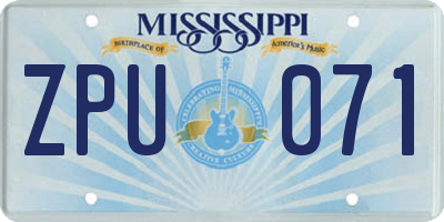 MS license plate ZPU071