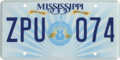 MS license plate ZPU074