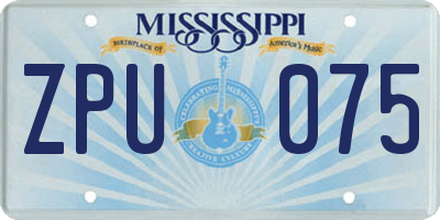 MS license plate ZPU075