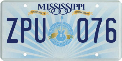 MS license plate ZPU076
