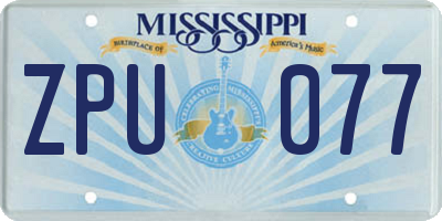 MS license plate ZPU077