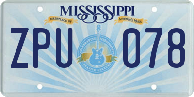 MS license plate ZPU078