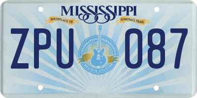 MS license plate ZPU087