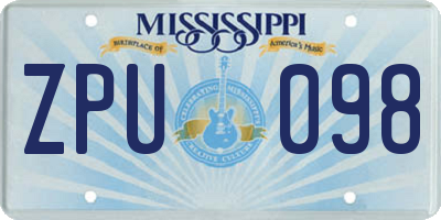 MS license plate ZPU098