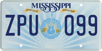 MS license plate ZPU099