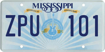 MS license plate ZPU101