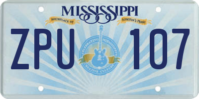 MS license plate ZPU107