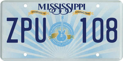 MS license plate ZPU108