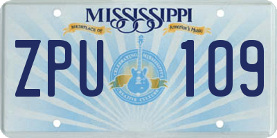 MS license plate ZPU109