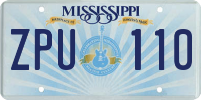 MS license plate ZPU110