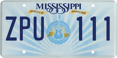MS license plate ZPU111