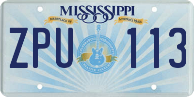 MS license plate ZPU113