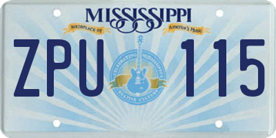MS license plate ZPU115