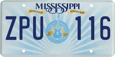 MS license plate ZPU116