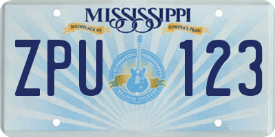 MS license plate ZPU123