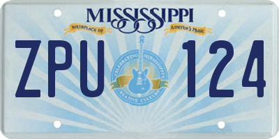MS license plate ZPU124