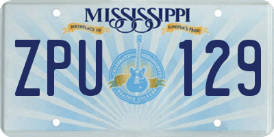 MS license plate ZPU129