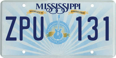 MS license plate ZPU131