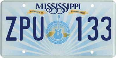 MS license plate ZPU133