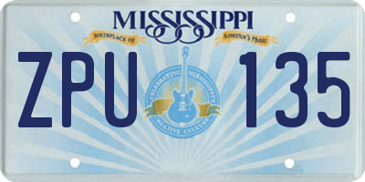 MS license plate ZPU135