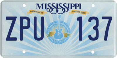 MS license plate ZPU137