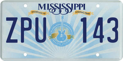 MS license plate ZPU143