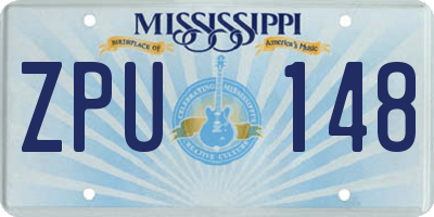 MS license plate ZPU148