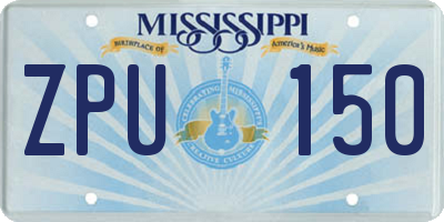 MS license plate ZPU150