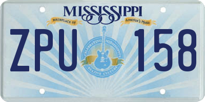 MS license plate ZPU158