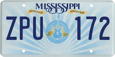 MS license plate ZPU172