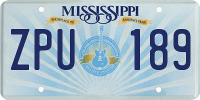MS license plate ZPU189