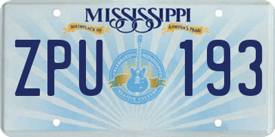 MS license plate ZPU193