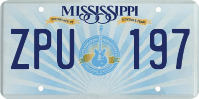 MS license plate ZPU197