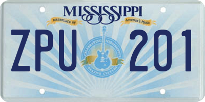 MS license plate ZPU201