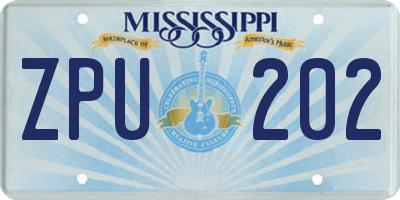 MS license plate ZPU202