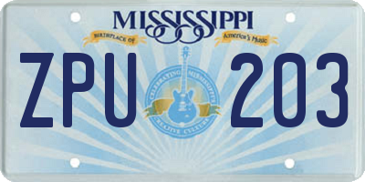 MS license plate ZPU203