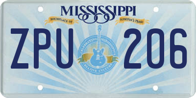 MS license plate ZPU206