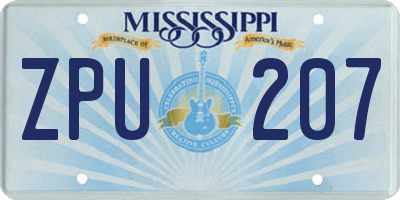 MS license plate ZPU207