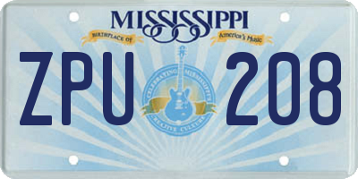 MS license plate ZPU208