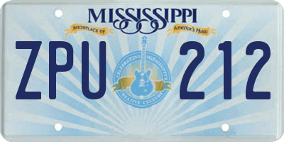 MS license plate ZPU212
